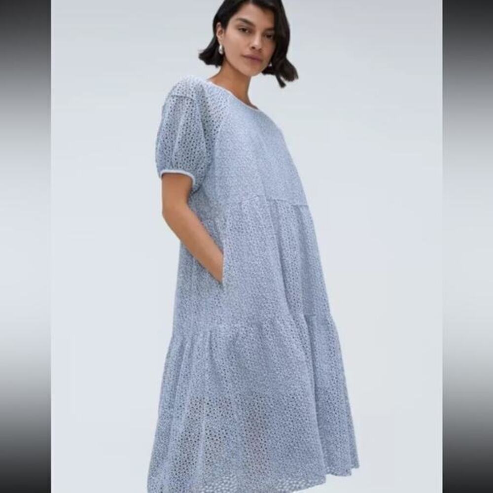 Elegant modest lace Everlane Blue Midi Dress